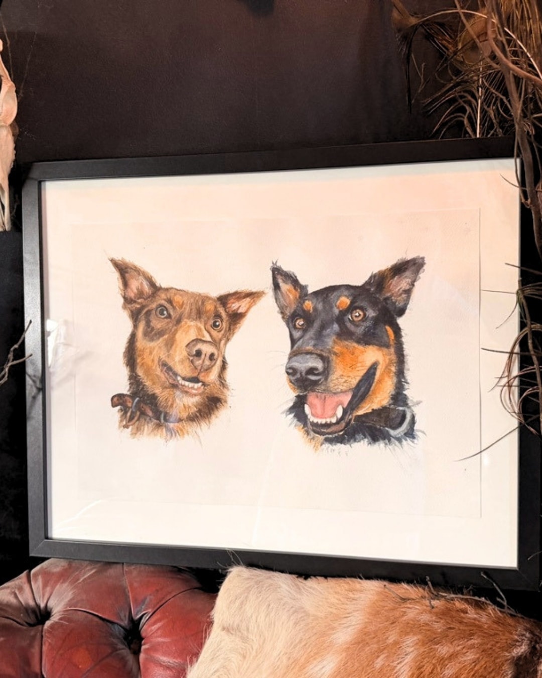 Watercolour portrait of a cocker spaniel